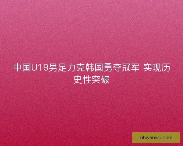 中国U19男足力克韩国勇夺冠军 实现历史性突破